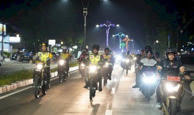 Harkamtibmas-Jelang-Pemilu-2024,-Polres-Mojokerto-Kota-Patroli-Skala-Besar